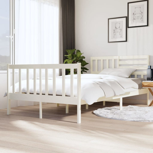 3101149 vidaXL Bed Frame without Mattress White Solid Wood 120x200 cm (810078+814135)