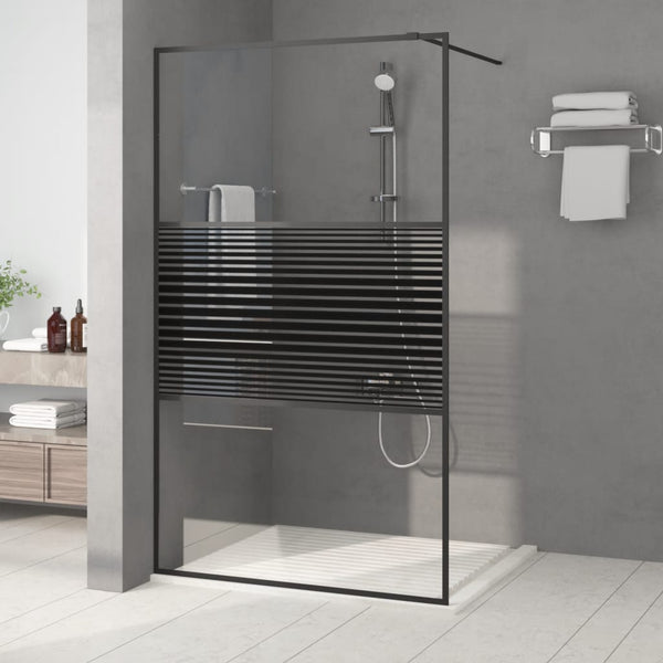 vidaXL Walk-in Shower Wall Black 115x195 cm Clear ESG Glass