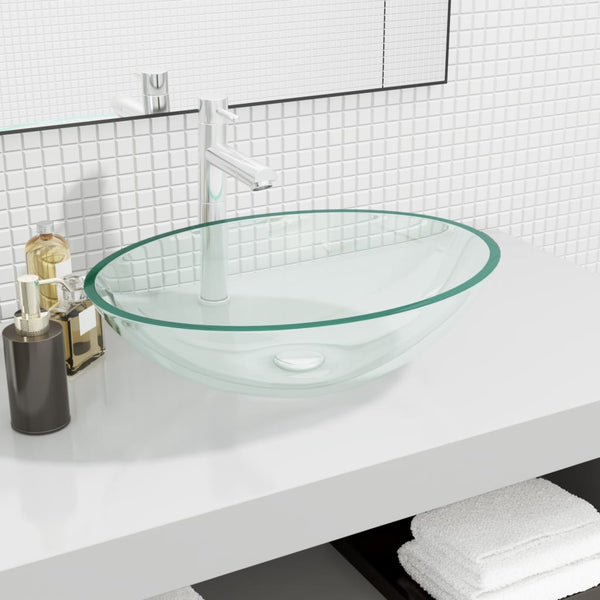 vidaXL Basin Glass 50x37x14 cm Transparent