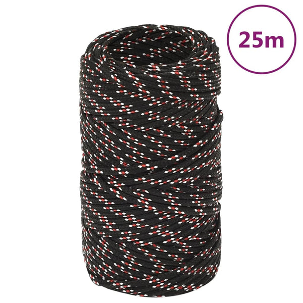 vidaXL Boat Rope Black 2 mm 25 m Polypropylene