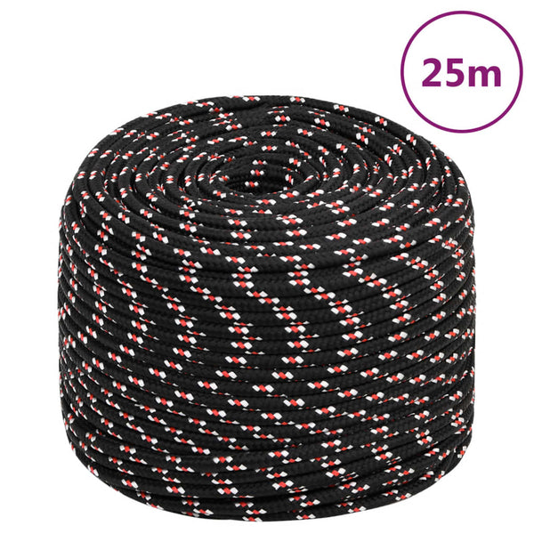 vidaXL Boat Rope Black 8 mm 25 m Polypropylene