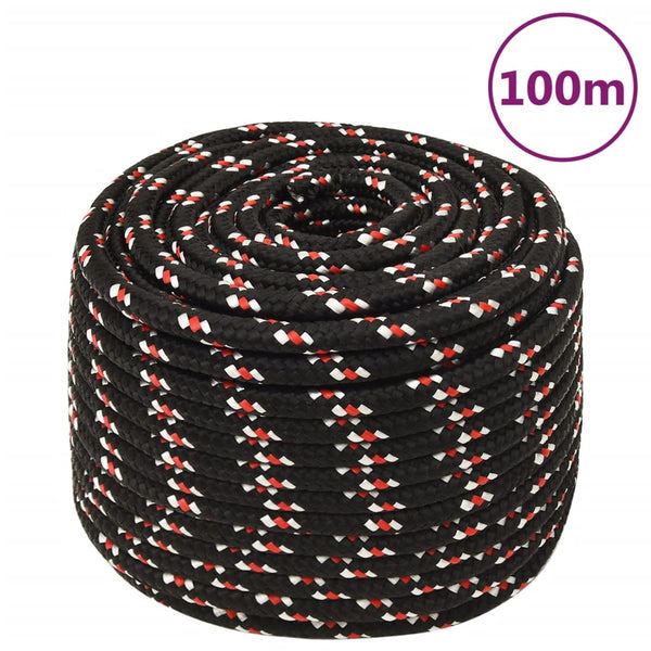 vidaXL Boat Rope Black 12 mm 100 m Polypropylene