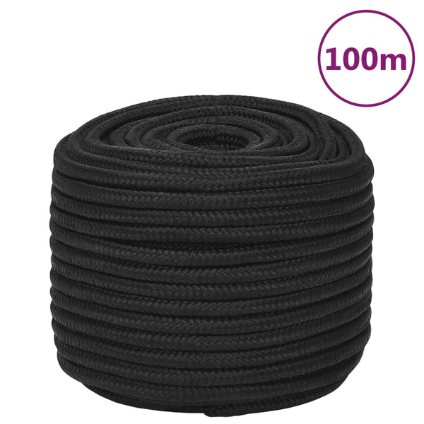 vidaXL Boat Rope Full Black 12 mm 100 m Polypropylene