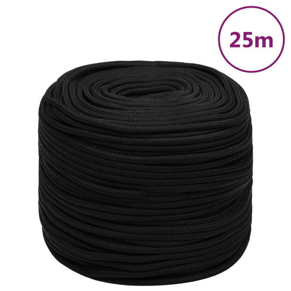 vidaXL Work Rope Black 6 mm 25 m Polyester