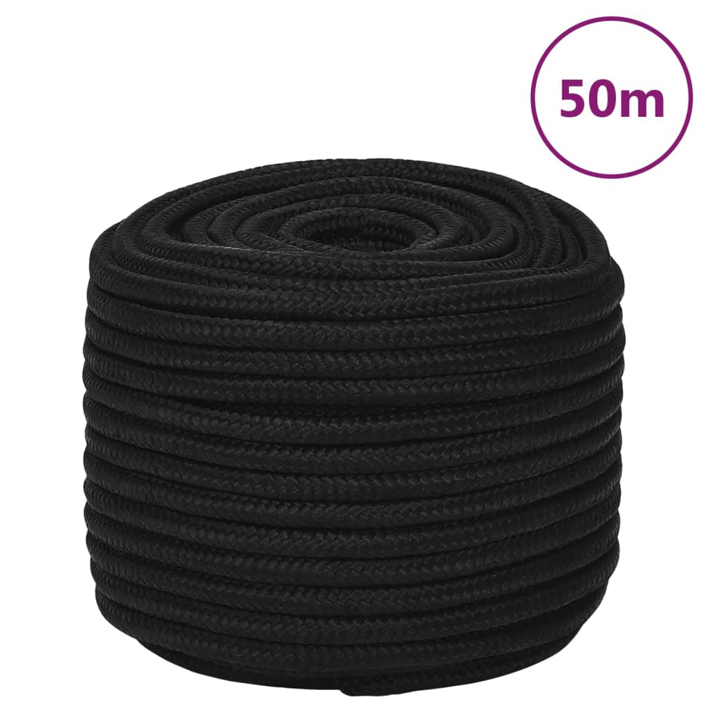 vidaXL Work Rope Black 14 mm 50 m Polyester