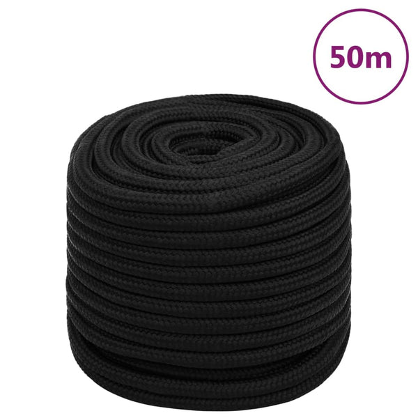 vidaXL Work Rope Black 18 mm 50 m Polyester