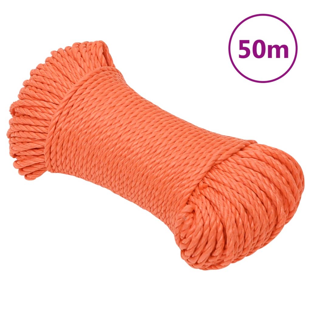 vidaXL Work Rope Orange 6 mm 50 m Polypropylene