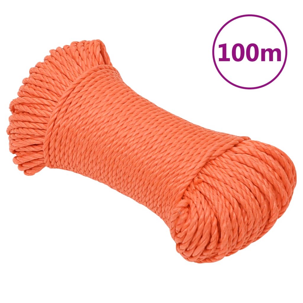 vidaXL Work Rope Orange 6 mm 100 m Polypropylene