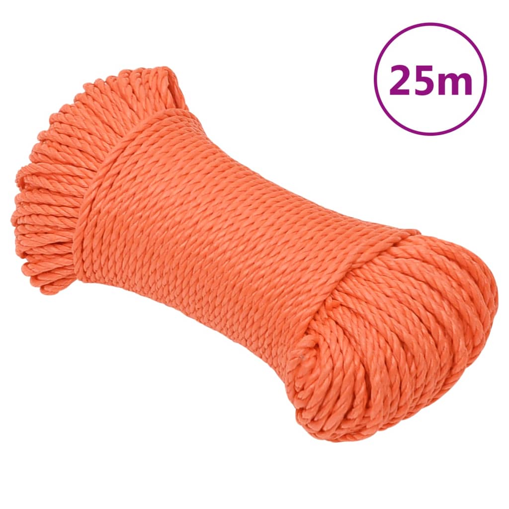 vidaXL Work Rope Orange 8 mm 25 m Polypropylene