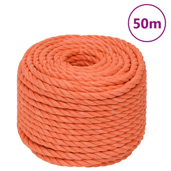 vidaXL Work Rope Orange 14 mm 50 m Polypropylene