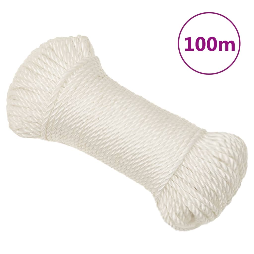 vidaXL Work Rope White 6 mm 100 m Polypropylene