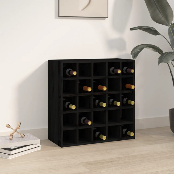 vidaXL Wine Cabinet Black 56x25x56 cm Solid Wood Pine