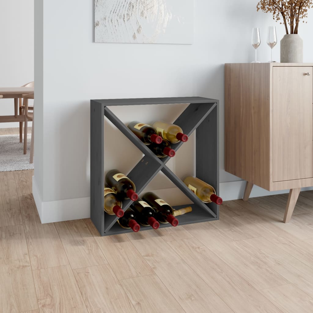 vidaXL Wine Cabinet Grey 62x25x62 cm Solid Wood Pine