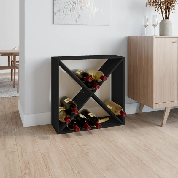 vidaXL Wine Cabinet Black 62x25x62 cm Solid Wood Pine