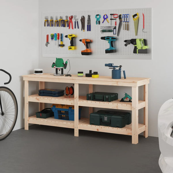 vidaXL Work Bench 181x50x80 cm Solid Wood Pine