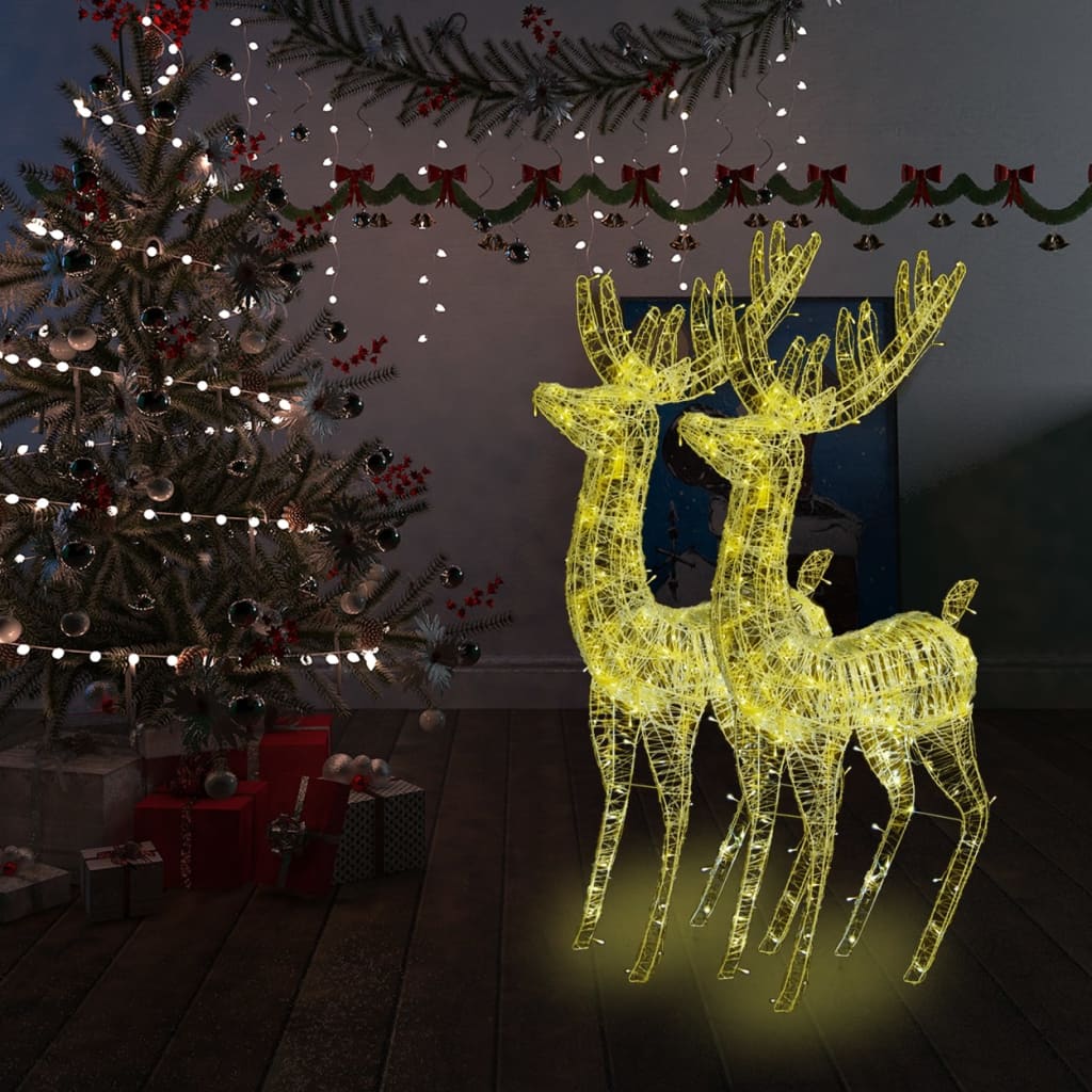 vidaXL XXL Acrylic Christmas Reindeers 250 LED 2 pcs 180 cm Warm White