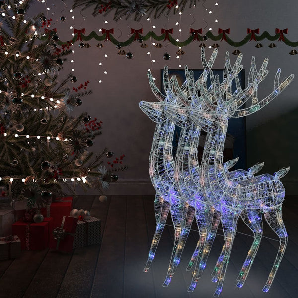 vidaXL XXL Acrylic Christmas Reindeers 250 LED 3 pcs 180 cm Multicolour