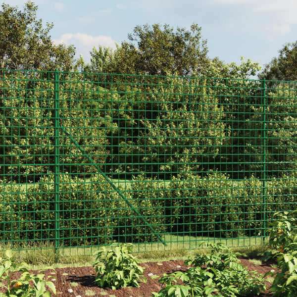 vidaXL Wire Mesh Fence with Spike Anchors Green 1.6x25 m