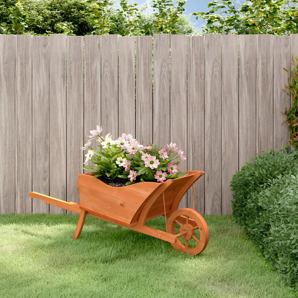 vidaXL Wheelbarrow Planter 128x45.5x43 cm Solid Wood Fir