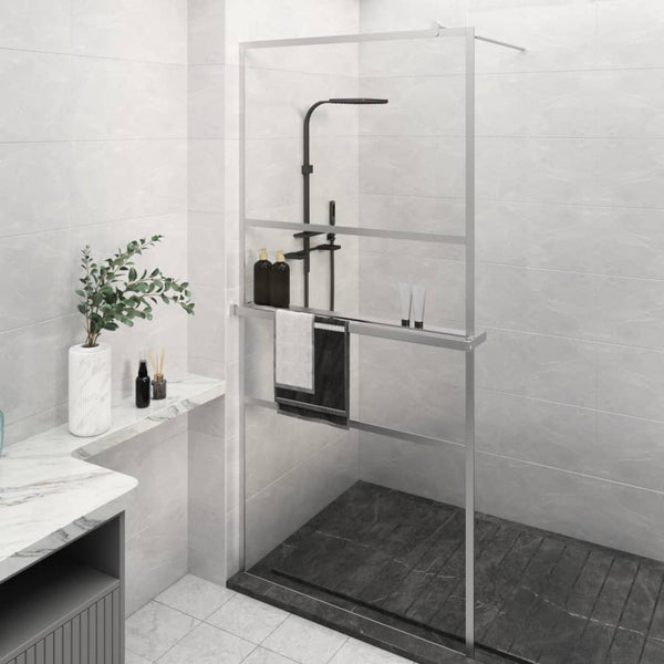 vidaXL Walk-in Shower Wall with Shelf 80x195 cm ESG Glass&Aluminium