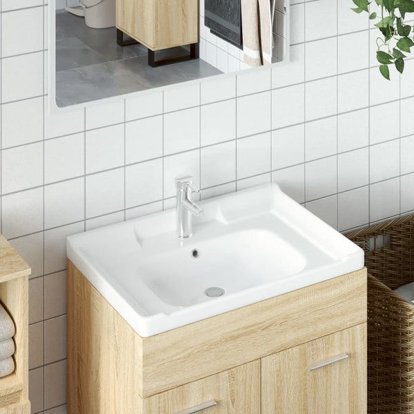 vidaXL Bathroom Sink White 71x48x23 cm Rectangular Ceramic