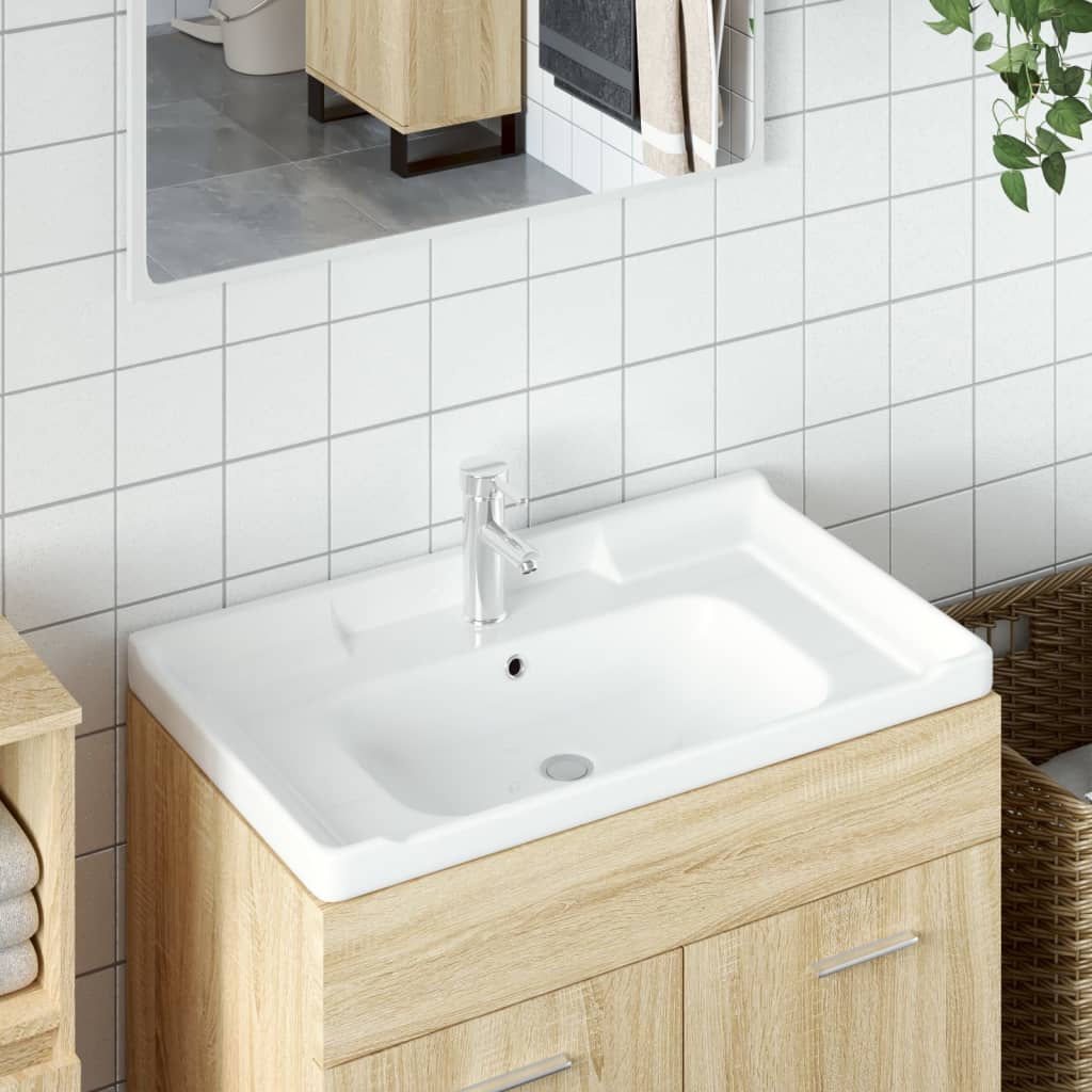 vidaXL Bathroom Sink White 81x48x23 cm Rectangular Ceramic