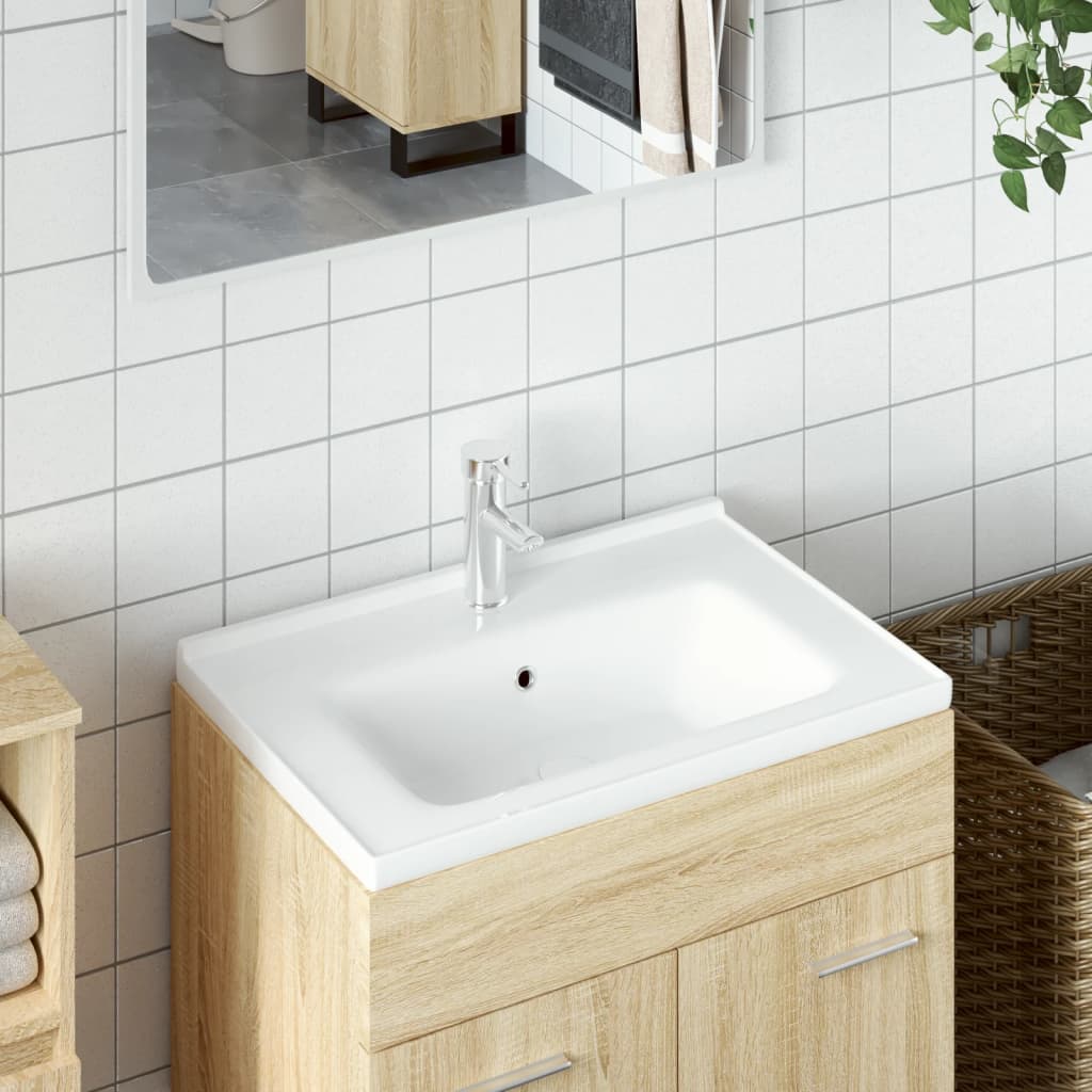 vidaXL Bathroom Sink White 61x48x19.5 cm Rectangular Ceramic