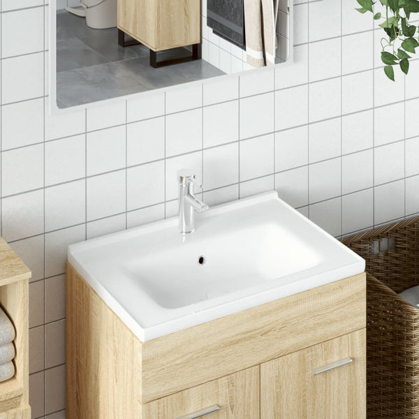 vidaXL Bathroom Sink White 71x48x19.5 cm Rectangular Ceramic