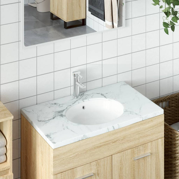 vidaXL Bathroom Sink White 33x29x16.5 cm Oval Ceramic