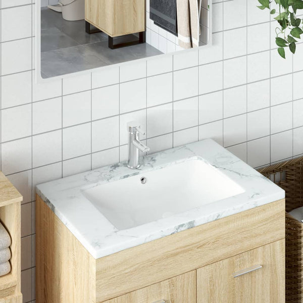 vidaXL Bathroom Sink White 60x40x21 cm Rectangular Ceramic