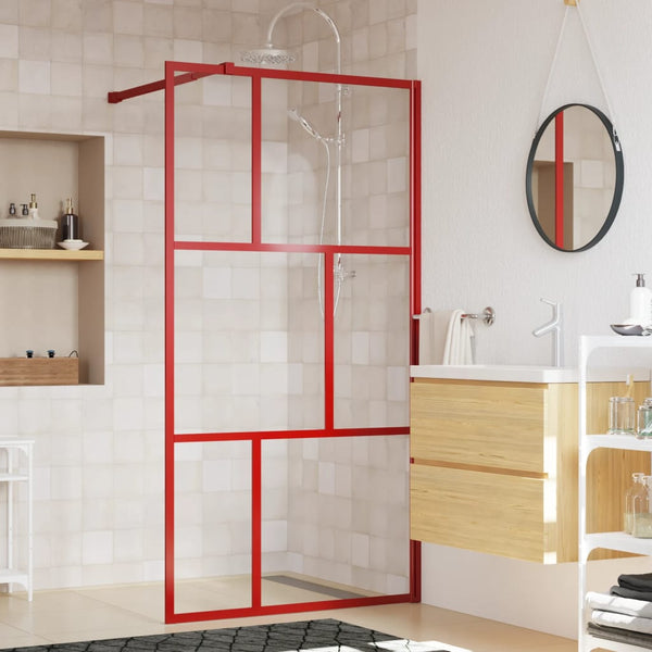 vidaXL Walk-in Shower Wall with Clear ESG Glass Red 100x195 cm