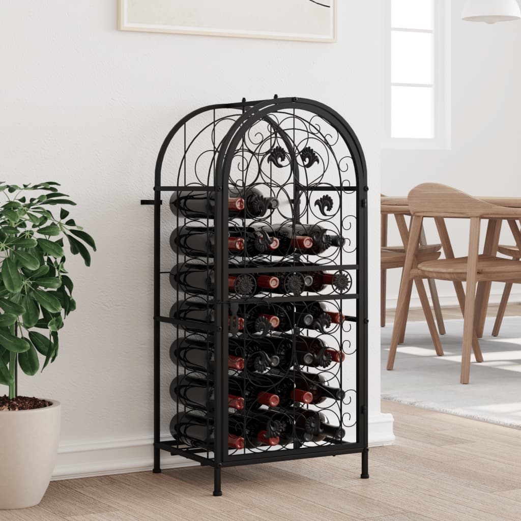 vidaXL Wine Rack for 33 Bottles Black 45x36x100 cm Wrought Iron