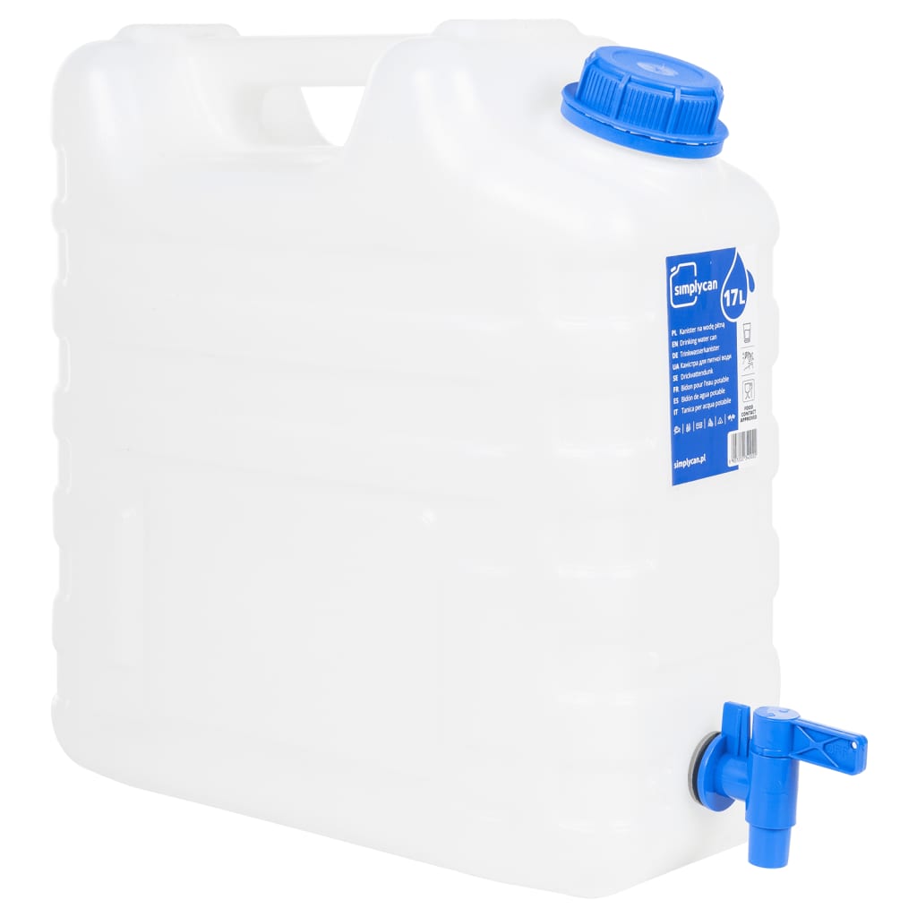 vidaXL Water Container with Tap Transparent 15 L Plastic