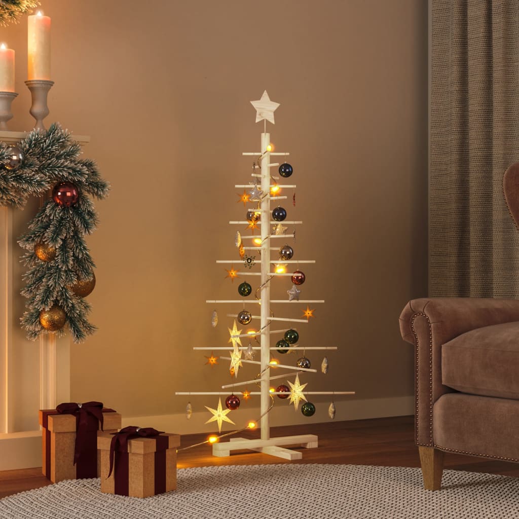 vidaXL Wooden Christmas Tree for Decoration 125 cm Solid Wood Pine