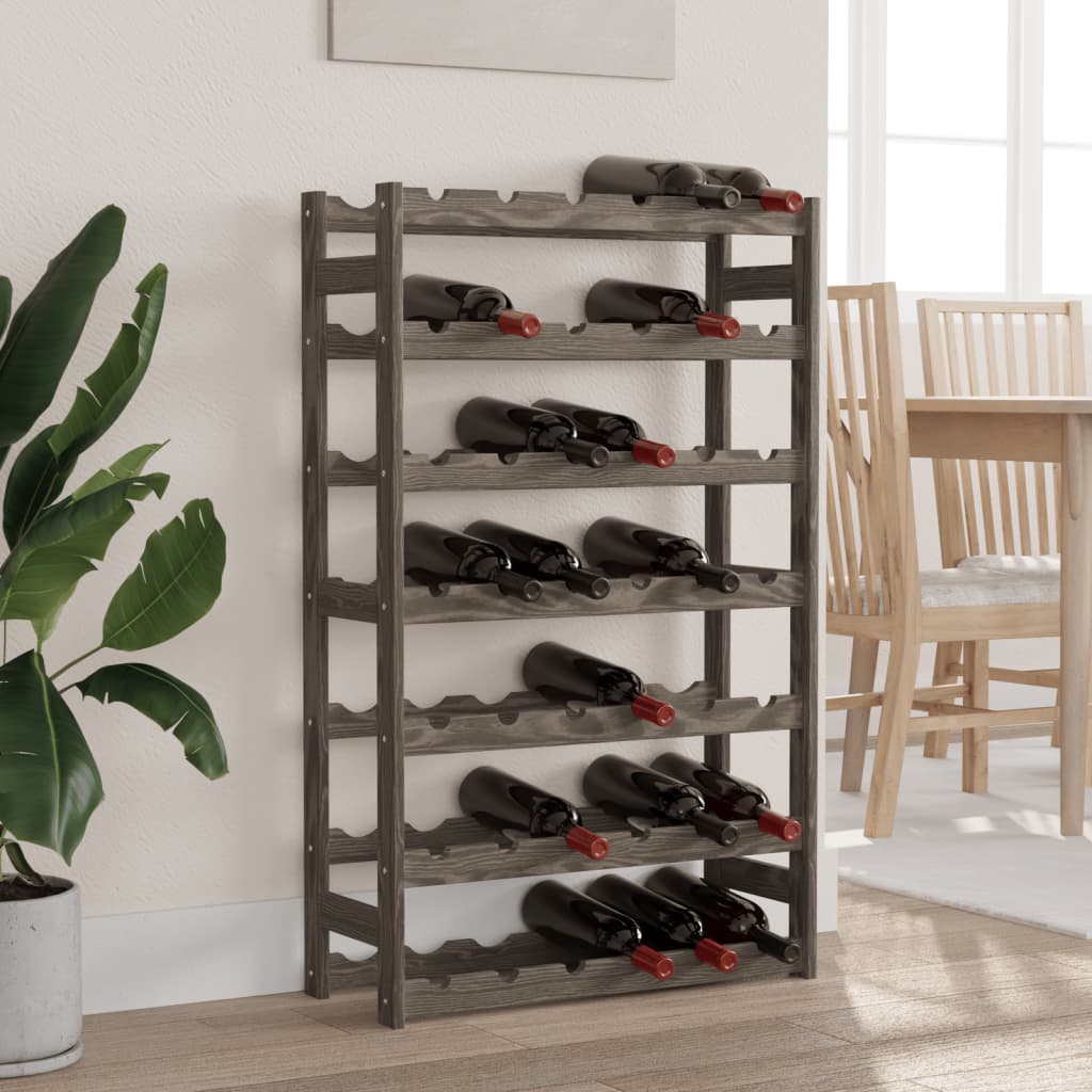 vidaXL Wine Rack for 42 Bottles Grey Solid Wood Pine