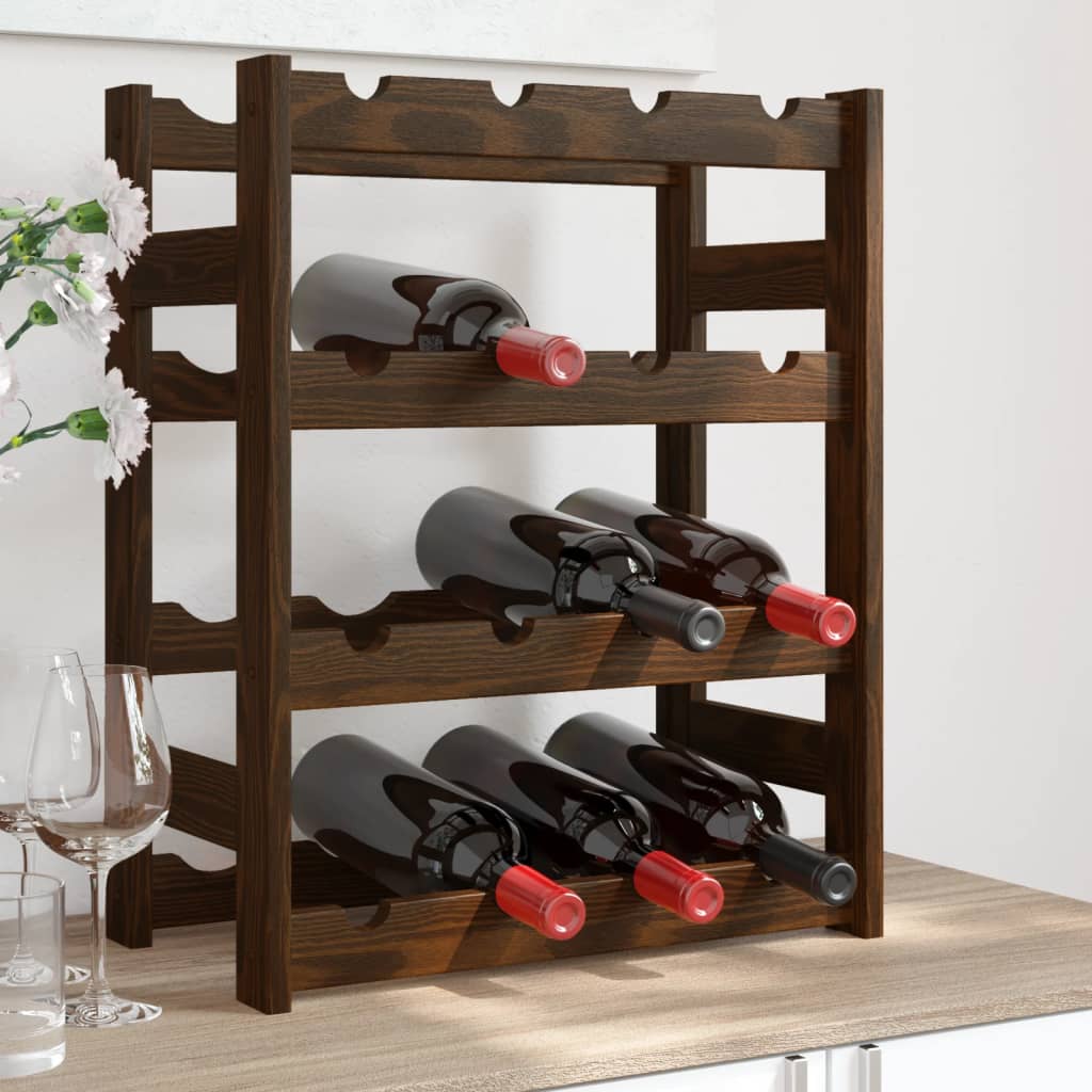 vidaXL Wine Rack for 16 Bottles Brown Solid Wood Pine