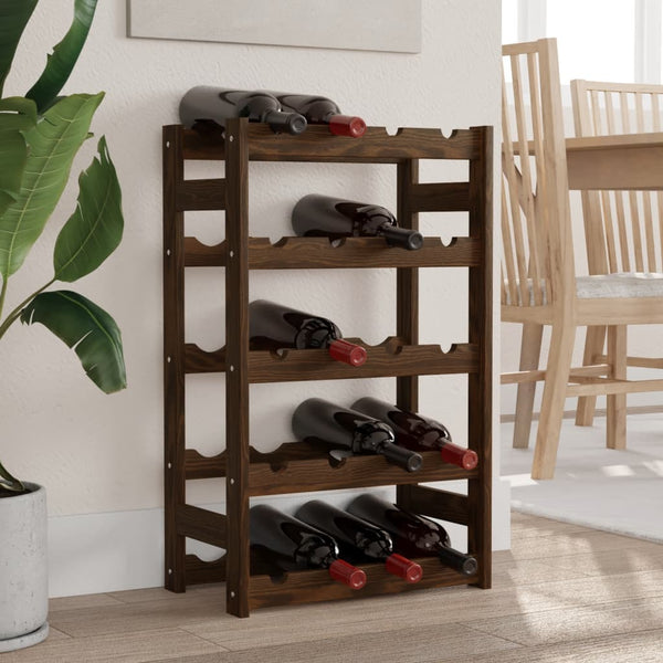 vidaXL Wine Rack for 20 Bottles Brown Solid Wood Pine