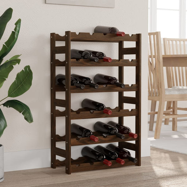 vidaXL Wine Rack for 30 Bottles Brown Solid Wood Pine