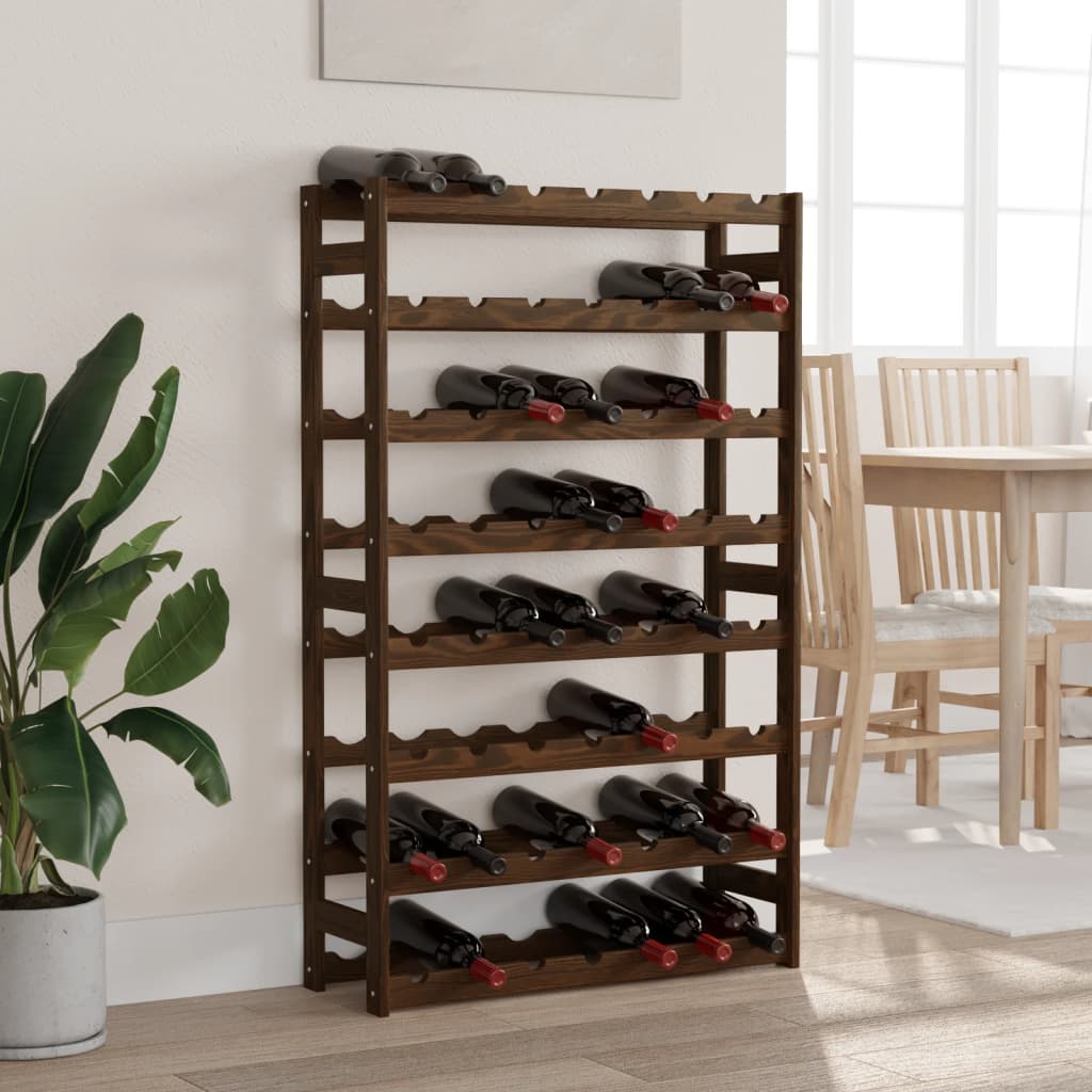 vidaXL Wine Rack for 56 Bottles Brown Solid Wood Pine