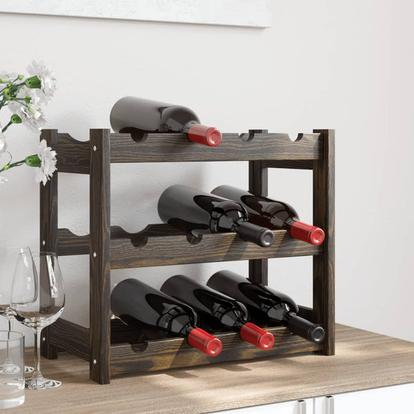 vidaXL Wine Rack for 12 Bottles Black Solid Wood Pine