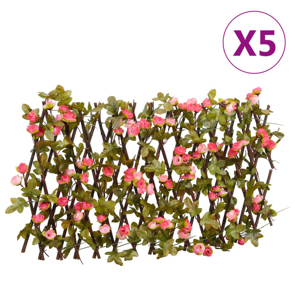 vidaXLÂ Artificial Ivy Trellis Expandable 5 pcs Dark Pink 180x20 cm