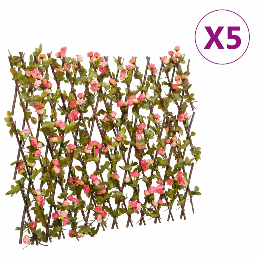 vidaXLÂ Artificial Ivy Trellis Expandable 5 pcs Dark Pink 180x60 cm