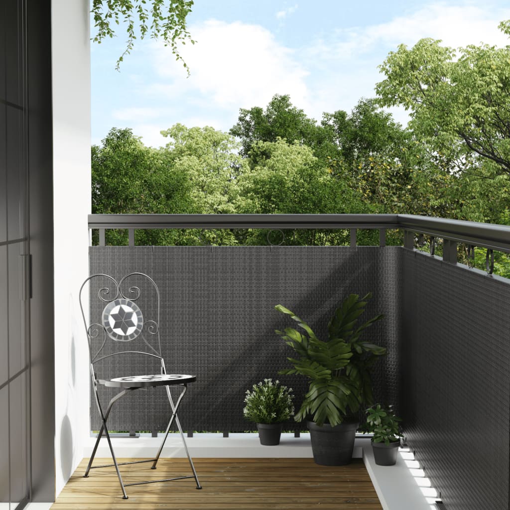 vidaXL Balcony Screen Anthracite 300x80 cm Poly Rattan