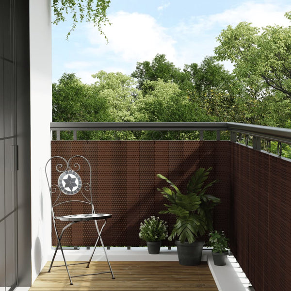 vidaXL Balcony Screen Brown and Black 500x80 cm Poly Rattan