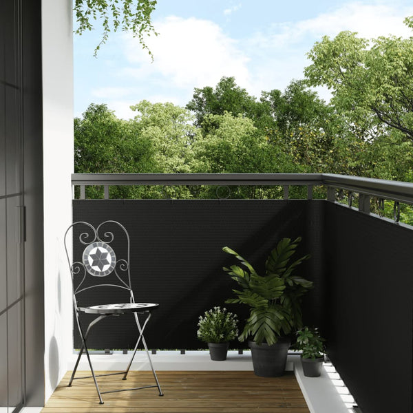 vidaXL Balcony Screen Black 300x100 cm Poly Rattan