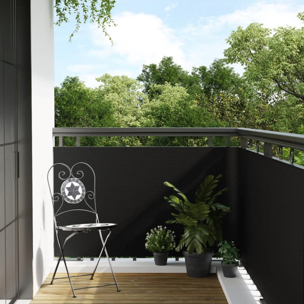 vidaXL Balcony Screen Black 500x90 cm Poly Rattan