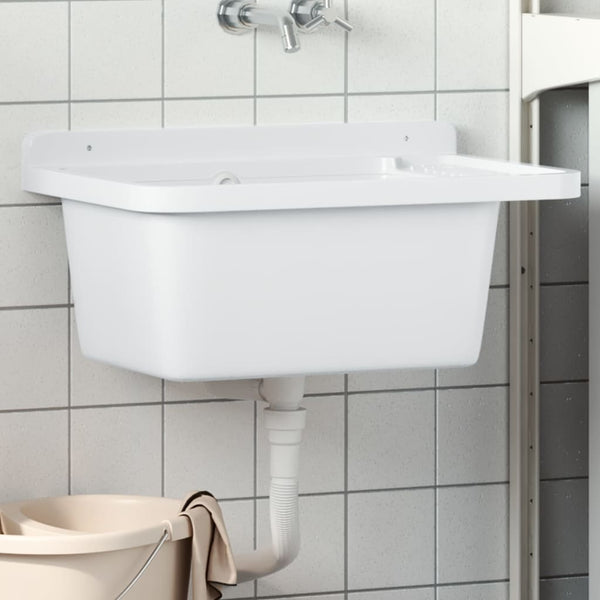 vidaXL Utility Sink for Wall Mounting White 60x40x28 cm Resin