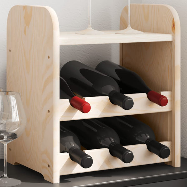 vidaXL Wine Rack with Top Board 33x25x37 cm Solid Wood Pine