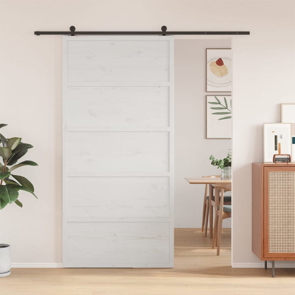 vidaXL Barn Door White 100x208 cm Solid Wood Pine