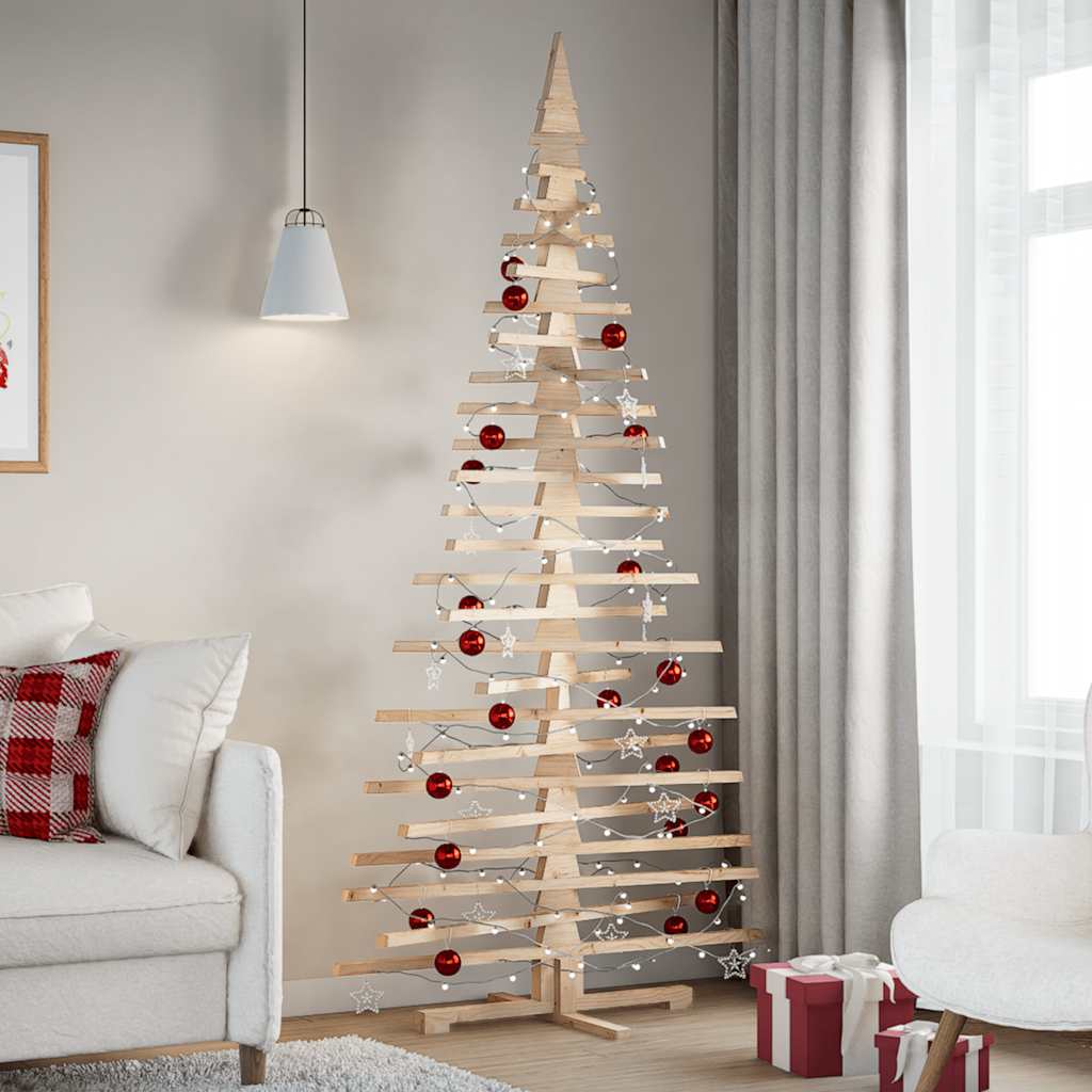 vidaXL Wooden Christmas Tree for Decoration 210 cm Solid Wood Pine